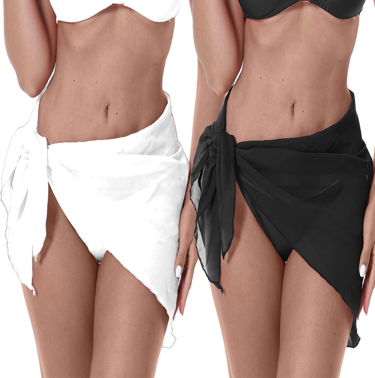 2 Pieces Sarong Wrap Cover Ups Beach Bathing Suit Skirt for Women Chiffon