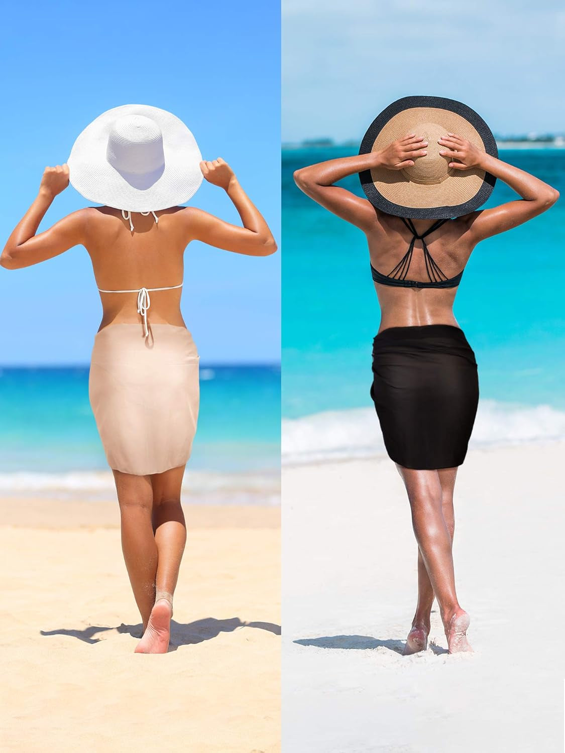 2 Pieces Sarong Coverups for Women Bathing Suit Wrap Swimsuit Skirt Beach Bikini Cover up Swimwear Chiffon